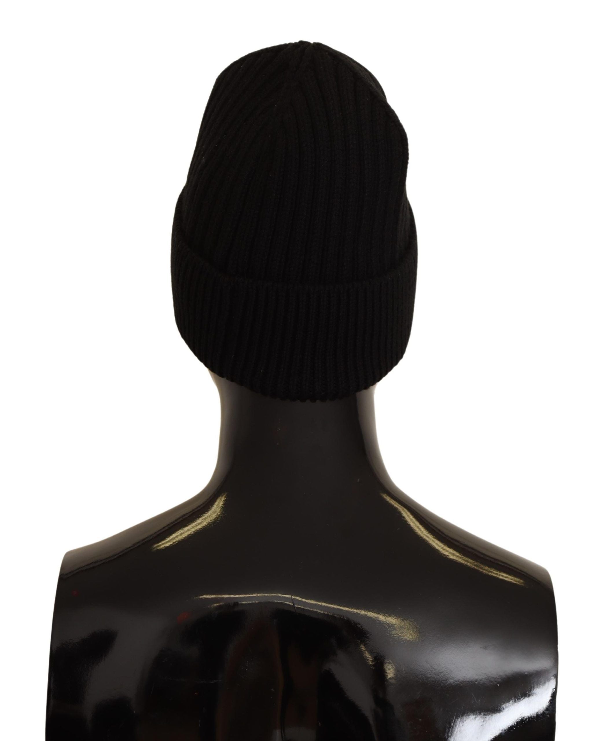 Black Wool Knit Women Winter Hat Dolce & Gabbana