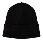 Black Wool Knit Women Winter Hat Dolce & Gabbana