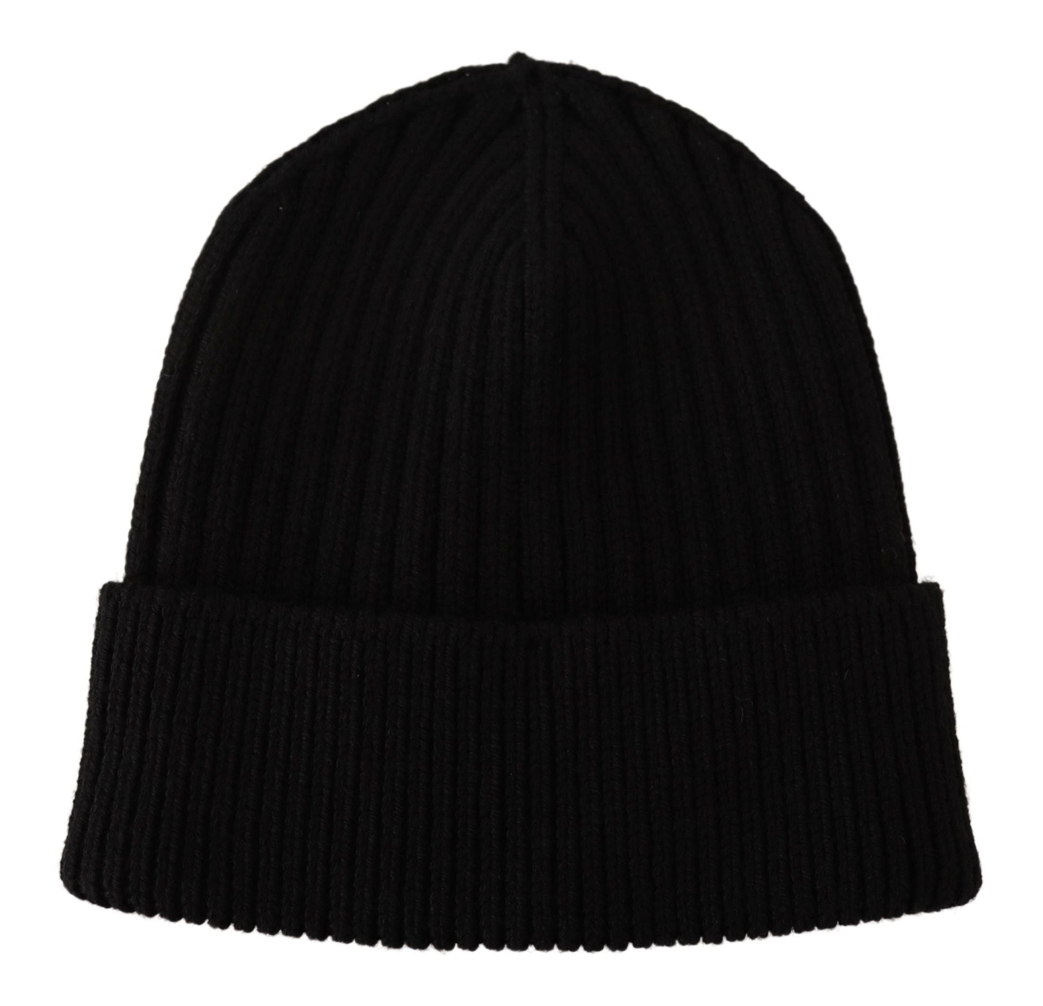 Black Wool Knit Women Winter Hat Dolce & Gabbana