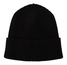 Black Wool Knit Women Winter Hat Dolce & Gabbana