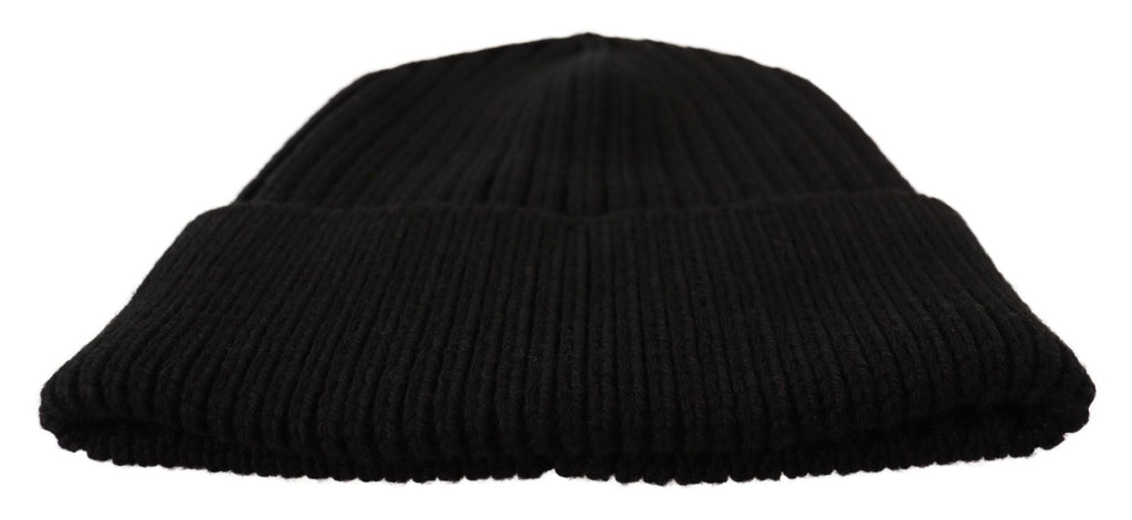 Black Wool Knit Women Winter Hat Dolce & Gabbana