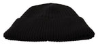 Black Wool Knit Women Winter Hat Dolce & Gabbana