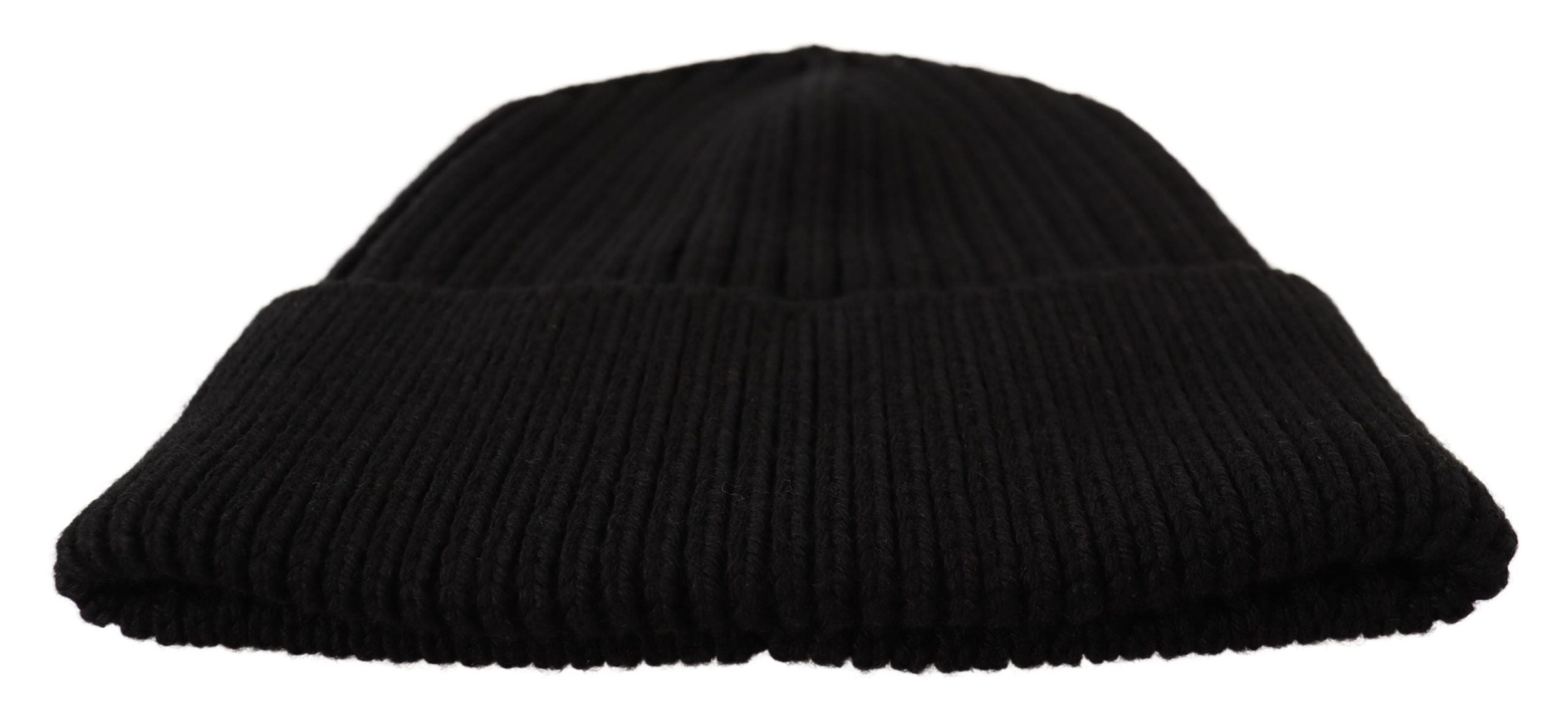 Black Wool Knit Women Winter Hat Dolce & Gabbana