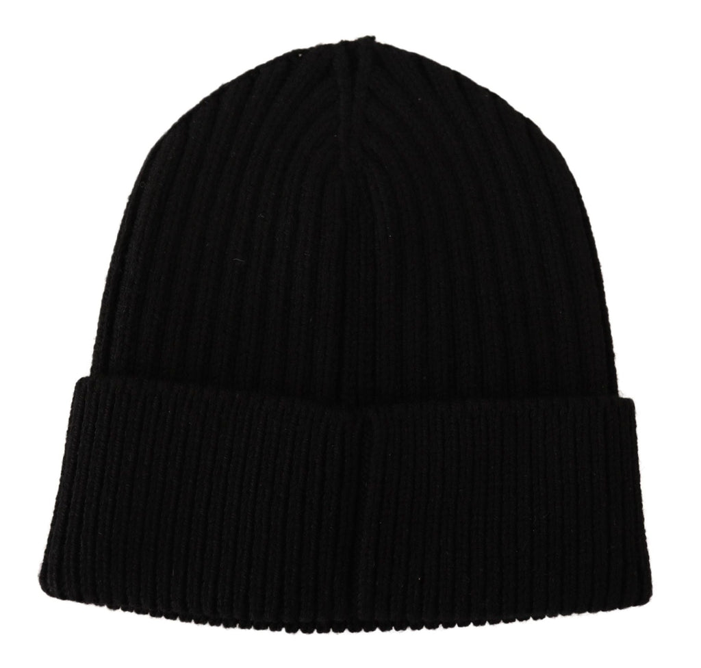 Black Wool Knit Women Winter Hat Dolce & Gabbana