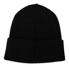 Black Wool Knit Women Winter Hat Dolce & Gabbana