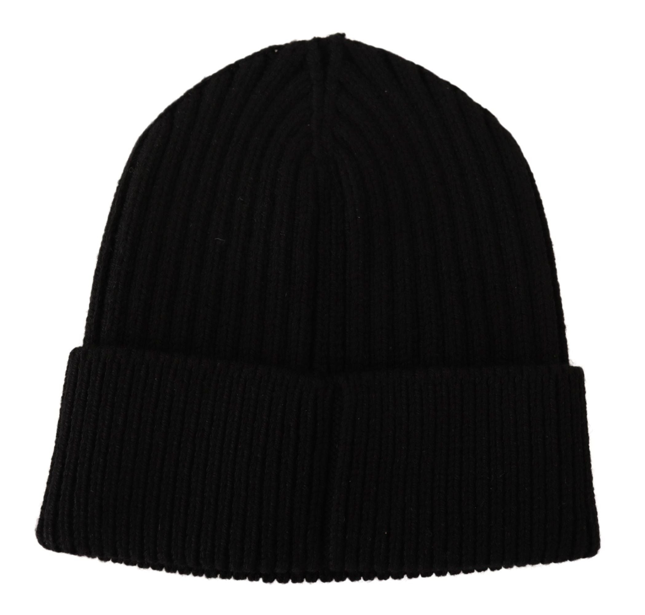 Black Wool Knit Women Winter Hat Dolce & Gabbana