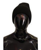 Black Wool Knit Women Winter Hat Dolce & Gabbana