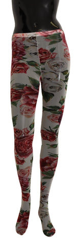 White Floral Print Stockings Nylon Tights Dolce & Gabbana