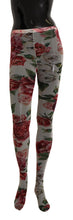 White Floral Print Stockings Nylon Tights Dolce & Gabbana