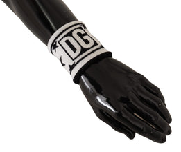 White Black Wool Logo #DGMILLENNIALS Wristband Dolce & Gabbana