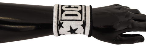 White Black Wool Logo #DGMILLENNIALS Wristband Dolce & Gabbana