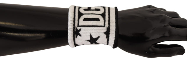 White Black Wool Logo #DGMILLENNIALS Wristband Dolce & Gabbana