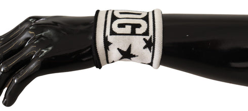 White Black Wool Logo #DGMILLENNIALS Wristband Dolce & Gabbana
