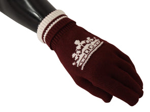 Red White D&G Logo Crown Cashmere Gloves Dolce & Gabbana