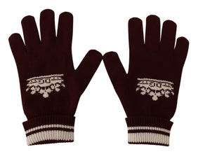 Red White D&G Logo Crown Cashmere Gloves Dolce & Gabbana