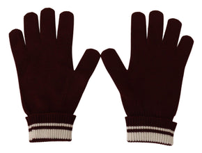 Red White D&G Logo Crown Cashmere Gloves Dolce & Gabbana