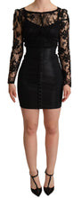 Black Fitted Lace Top Bodycon Mini Dress Dolce & Gabbana