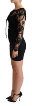 Black Fitted Lace Top Bodycon Mini Dress Dolce & Gabbana