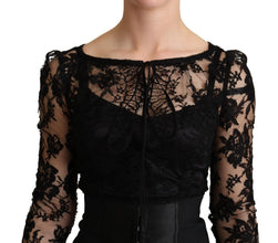 Black Fitted Lace Top Bodycon Mini Dress Dolce & Gabbana