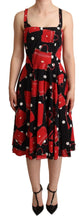 Black Red Bag Print A-line Mid Length Dress Dolce & Gabbana