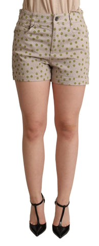 Beige Polka Dots Denim Cotton Stretch Shorts Dolce & Gabbana