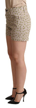 Beige Polka Dots Denim Cotton Stretch Shorts Dolce & Gabbana