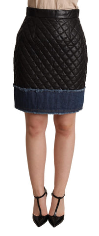 Black Quilted Leather Mini Skirts Dolce & Gabbana