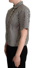 Black White Zigzag Collar Cotton Top Shirt Dolce & Gabbana