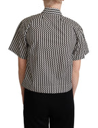 Black White Zigzag Collar Cotton Top Shirt Dolce & Gabbana