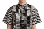 Black White Zigzag Collar Cotton Top Shirt Dolce & Gabbana