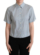 White Blue Polka Dot Cotton Shirt Dolce & Gabbana