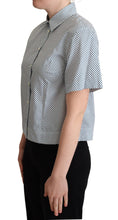White Blue Polka Dot Cotton Shirt Dolce & Gabbana