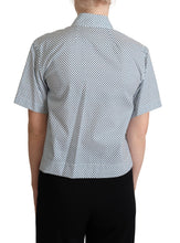 White Blue Polka Dot Cotton Shirt Dolce & Gabbana