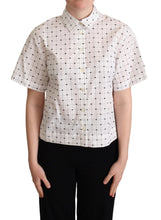 White Polka Dot Cotton Collared Shirt Top Dolce & Gabbana