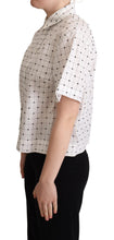 White Polka Dot Cotton Collared Shirt Top Dolce & Gabbana