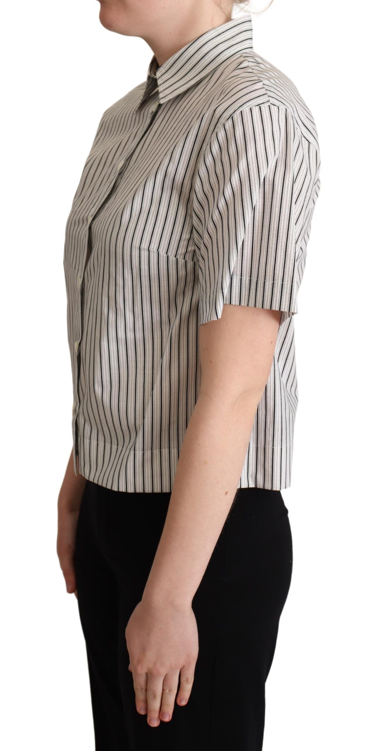 White Black Striped Collared Shirt Dolce & Gabbana