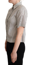 White Black Striped Collared Shirt Dolce & Gabbana