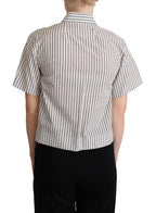 White Black Striped Collared Shirt Dolce & Gabbana