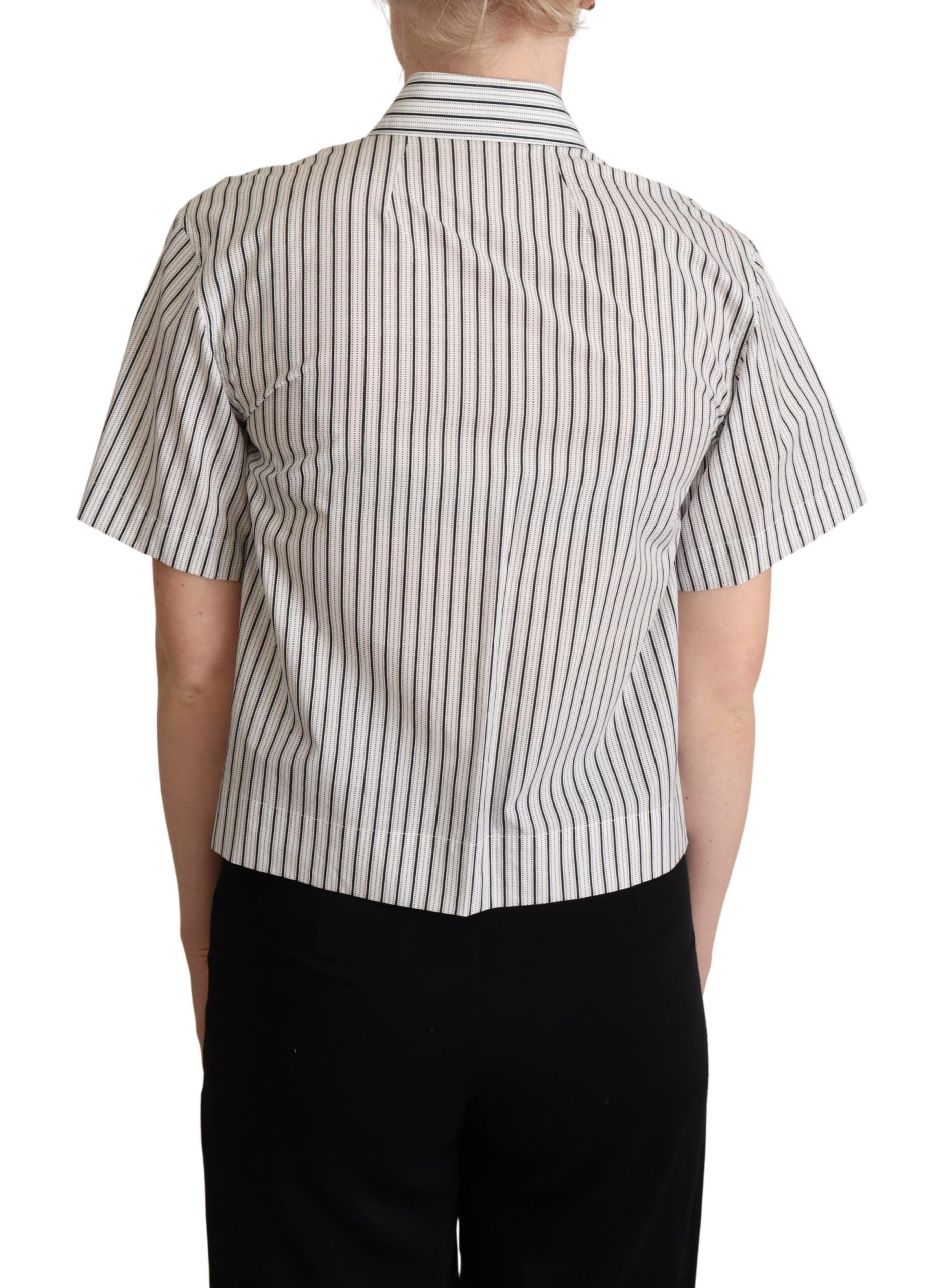 White Black Striped Collared Shirt Dolce & Gabbana