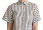 White Black Striped Collared Shirt Dolce & Gabbana