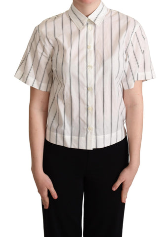 White Black Stripes Collared Shirt Top Dolce & Gabbana