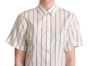 White Black Stripes Collared Shirt Top Dolce & Gabbana