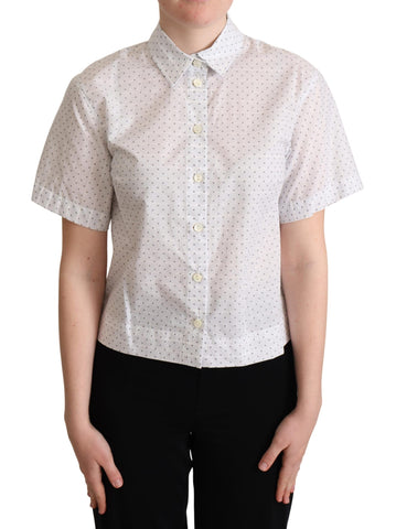 White Black Polka Dots Collar Blouse Shirt Dolce & Gabbana