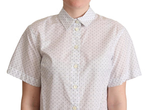 White Black Polka Dots Collar Blouse Shirt Dolce & Gabbana
