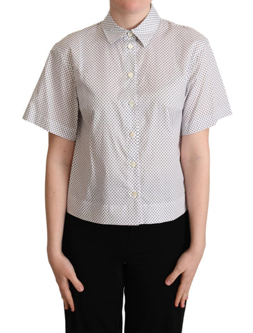 White Gray Polka Dots Collared Button Shirt Dolce & Gabbana