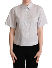White Gray Polka Dots Collared Button Shirt Dolce & Gabbana