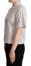White Gray Polka Dots Collared Button Shirt Dolce & Gabbana