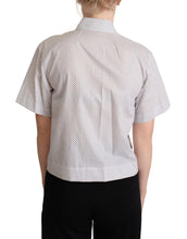White Gray Polka Dots Collared Button Shirt Dolce & Gabbana
