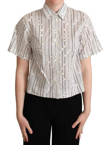 White Circles Dots Collared Button Up Shirt Dolce & Gabbana