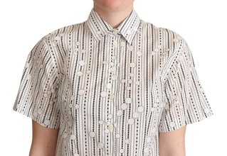 White Circles Dots Collared Button Up Shirt Dolce & Gabbana